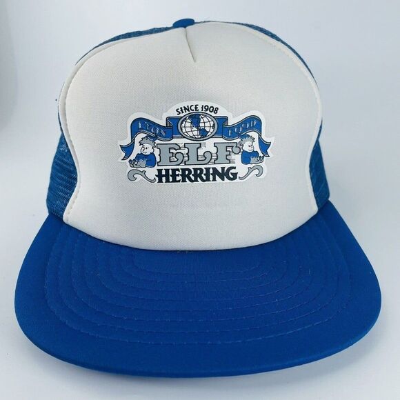 ELF Herring Lyon Food Mesh Snapback Trucker Hat Cap VTG - Picture 2 of 10